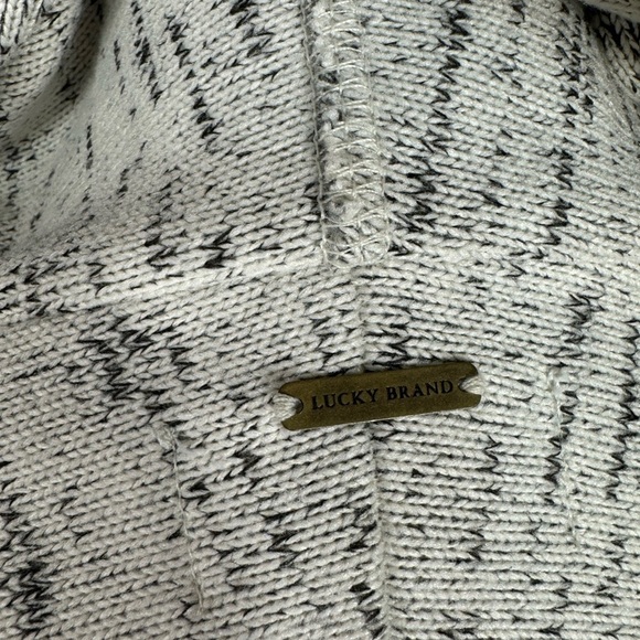 Lucky Brand Cardigan Sweater Fleece Lined Shawl Wrap Collar Chunky Cream Gray XS - Picture 13 of 16